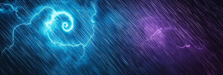 Spirals surrounded by lightning bolts and streaks.