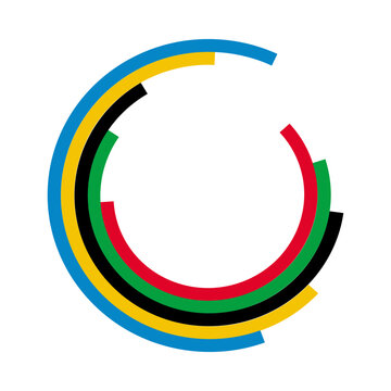 Frame with multi-colored lines. Abstract multicolor curly lines, sport concept, multicolor striped frame