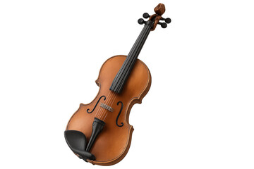 Fototapeta premium Studio shot of a classic wooden violin with transparent background, perfect for music-themed projects