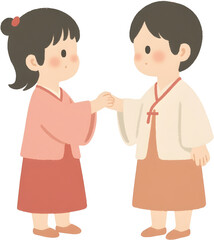 Obraz premium Children in Hanbok New Year's greeting 