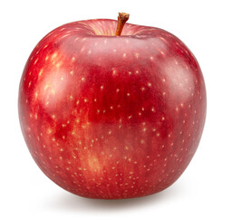 Ripe red apple with yellow spots on white background. File contains clipping path.