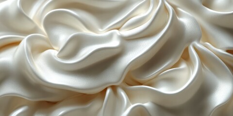 Obraz premium Soft, luxurious fabric in cream color displays elegant folds and intricate texture under soft lighting