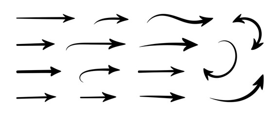 Arrow set. Collection of hand drawn arrows.