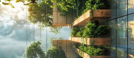 Vertical Garden Wall with Wooden Supports
