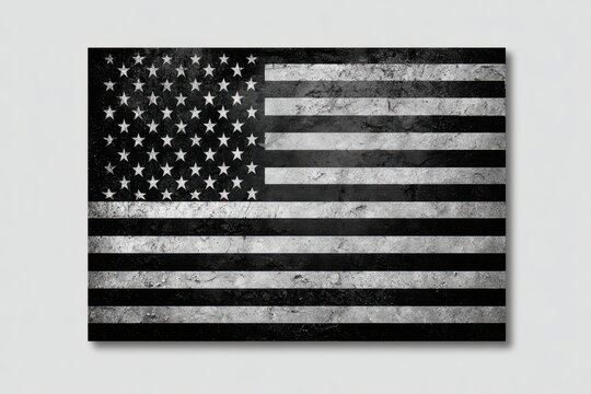 Distressed black and white american flag image