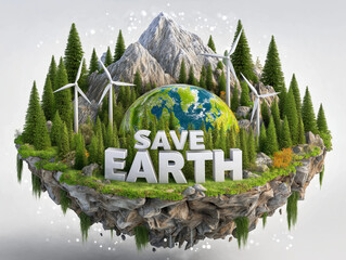 "Eco-conscious World: a breathtakingly artistic, visual representation of saving the earth, showing clean energy and the importance of a green and sustainable future."