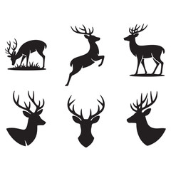 Naklejka premium Collection of Silhouette Deer Icons