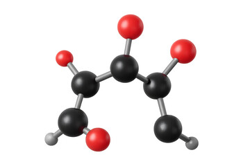 Rotating 3d molecular model of malonic acid displayed on a transparent background, ideal for seamless compositing in scientific projects