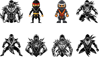 Vector set of cartoon characters practicing karate boys, funny school children clipart, funny artwork	