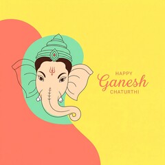 Happy ganesh chaturthi celebration card design with lord ganesha illustration