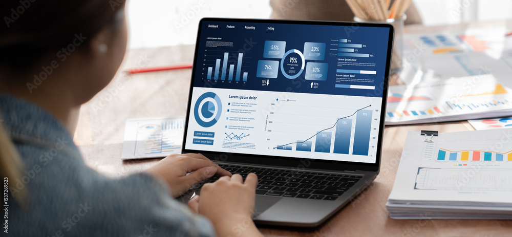 Poster business data dashboard provide business intelligence analytic for marketing strategy planning brisk