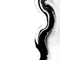 Black abstract paint brush stroke vertical side texture, halftone on transparent background