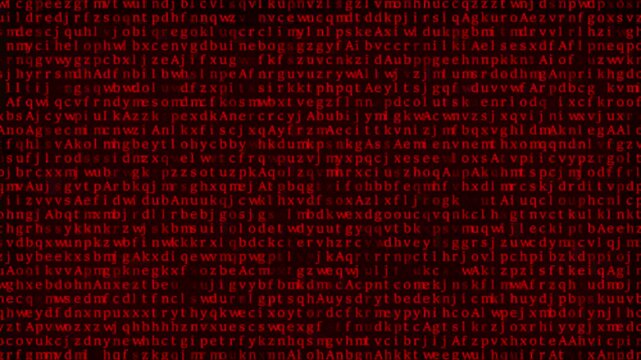 Abstract Matrix Motion Background. Encryption and digital security concept, flickering digital symbols. Cyber hacker attack data secure graphic user interface.