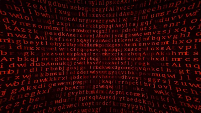 Abstract Matrix Motion Background. Encryption and digital security concept, flickering digital symbols. Cyber hacker attack data secure graphic user interface.
