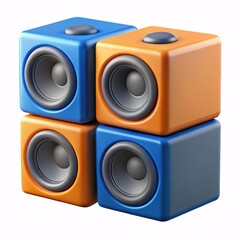 Obraz premium Colorful cube speakers stereo system modern design