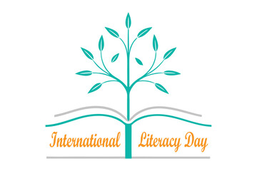 Obraz premium Minimalist Line Art Book with Roots – International Literacy Day Design