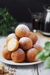 Quarkbelllchen, traditional German dessert made of cotton cheese and dough	