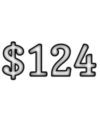 dollar sign on white background $124