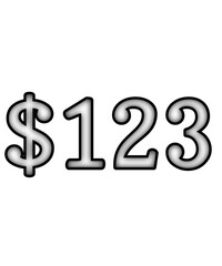 dollar sign on white background $123