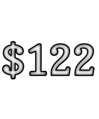 dollar sign on white background $122
