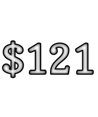 dollar sign on white background $121