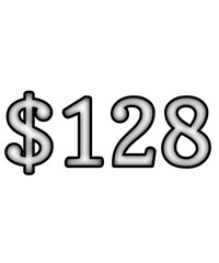 dollar sign on white background $128