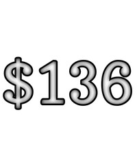 dollar sign on white background $136