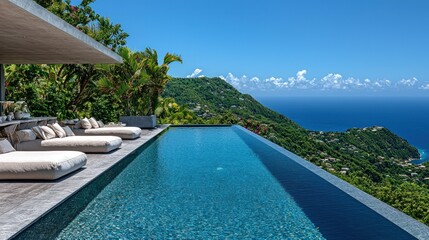 Fototapeta premium Stunning infinity pool with ocean views