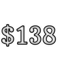 dollar sign on white background $138
