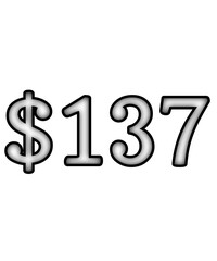 dollar sign on white background $137