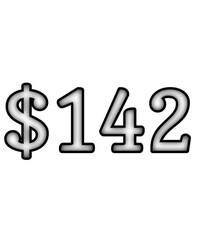 dollar sign on white background $142