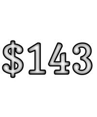 dollar sign on white background $143