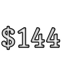 dollar sign on white background $144