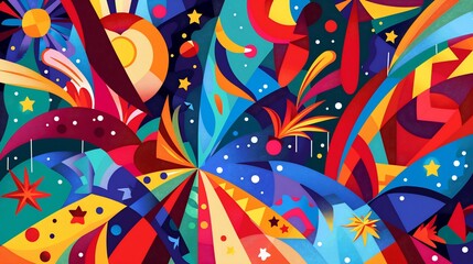 Vibrant abstract design with bold shapes and colors