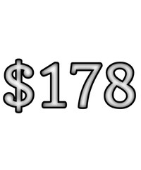 dollar sign on white background $178