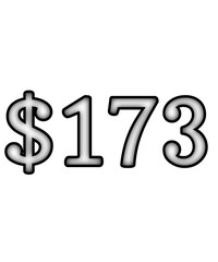 dollar sign on white background $173