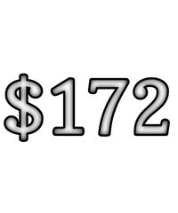 dollar sign on white background $172