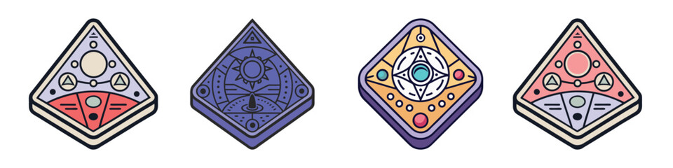 Minimalist Tarot Card Flat Illustration Mystic Divination & Fortune Telling Design