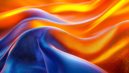 Obraz premium Vibrant flowing abstract with luminous waves of orange, blue, and purple