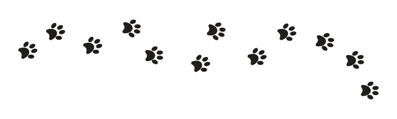 paw print foot trail, cat paw print and dog paw print, vector illustration
