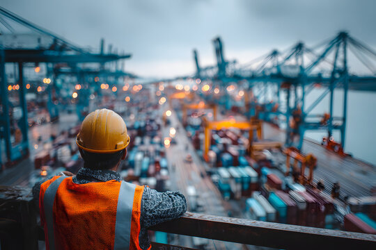 Global Trade Overseeing the Busy Container Port