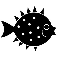 Fototapeta premium Flat icon of a pufferfish silhouette