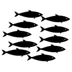 Minimal sardine fish school silhouette