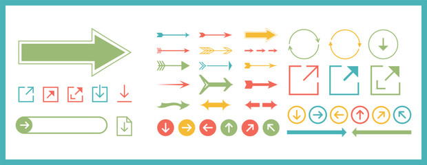 Arrow icon set isolated on white background