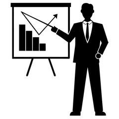 Silhouette of businessman presenting chart

