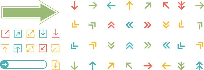 Arrow icon set isolated on white background