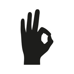 Fototapeta premium Ok Hand Gesture Silhouette. Symbol Of Approval And Agreement. Isolated Vector Illustration