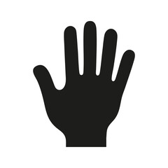 Obraz premium Silhouette Of An Open Hand. Symbol Of Stop, Caution, Or Greeting. Isolated Vector Illustration