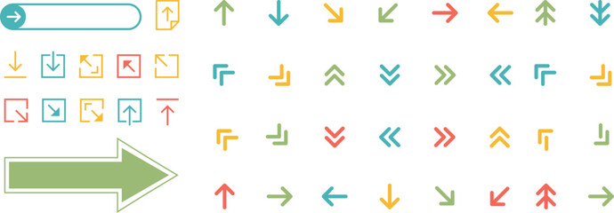 Arrow icon set isolated on white background