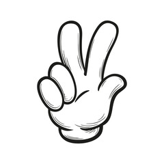Obraz premium Cartoon Hand Showing Peace Sign Gesture. Symbol Of Peace And Victory. Isolated Vector Illustration